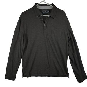 Grayers Clothiers Mens Charcoal Gray Long Sleeve Polo Shirt XL Bombfell Excl.‎